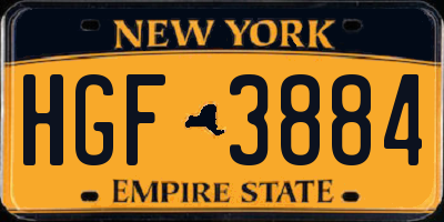 NY license plate HGF3884