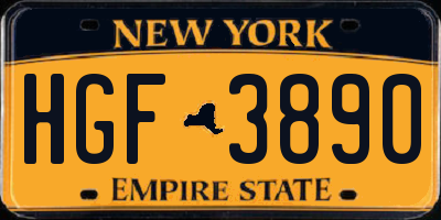 NY license plate HGF3890