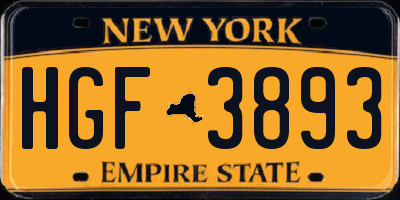 NY license plate HGF3893