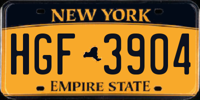 NY license plate HGF3904