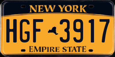 NY license plate HGF3917