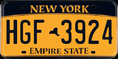 NY license plate HGF3924
