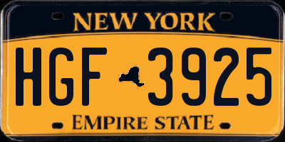 NY license plate HGF3925