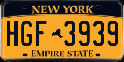 NY license plate HGF3939