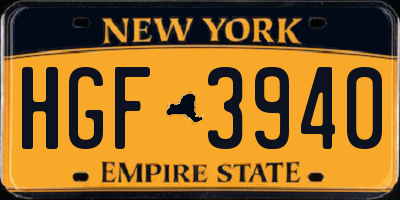 NY license plate HGF3940