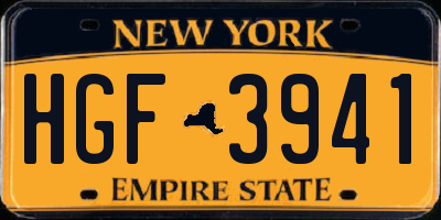 NY license plate HGF3941