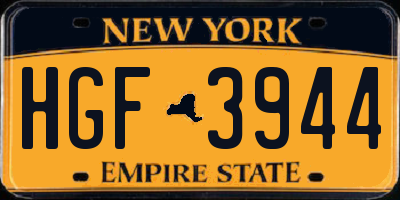NY license plate HGF3944