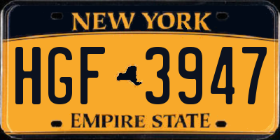 NY license plate HGF3947