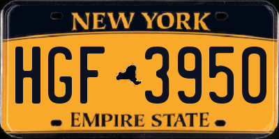 NY license plate HGF3950