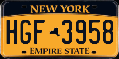 NY license plate HGF3958