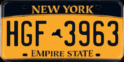 NY license plate HGF3963