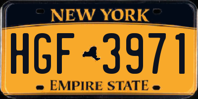 NY license plate HGF3971
