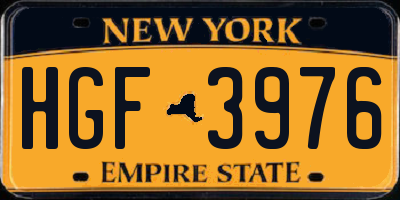 NY license plate HGF3976