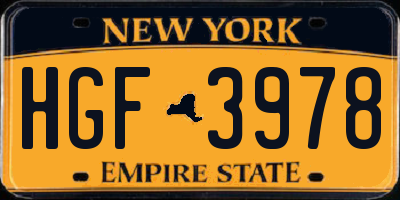NY license plate HGF3978