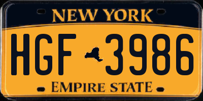 NY license plate HGF3986