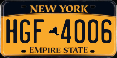 NY license plate HGF4006