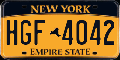 NY license plate HGF4042