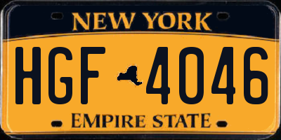 NY license plate HGF4046