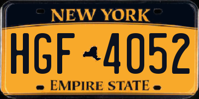 NY license plate HGF4052