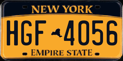 NY license plate HGF4056