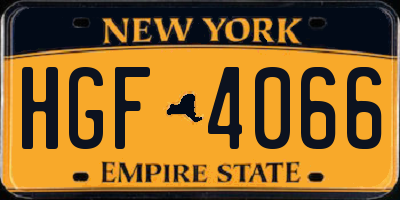 NY license plate HGF4066