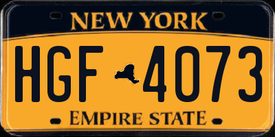 NY license plate HGF4073