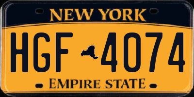 NY license plate HGF4074