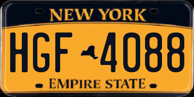 NY license plate HGF4088