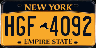 NY license plate HGF4092