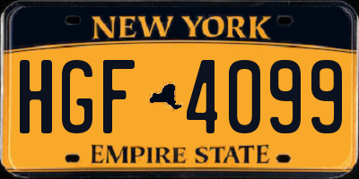 NY license plate HGF4099