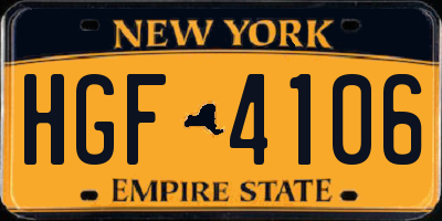 NY license plate HGF4106