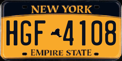 NY license plate HGF4108