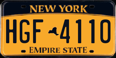 NY license plate HGF4110