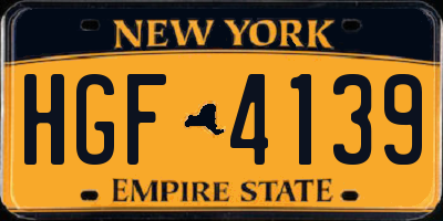 NY license plate HGF4139