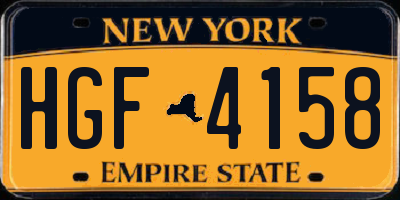 NY license plate HGF4158