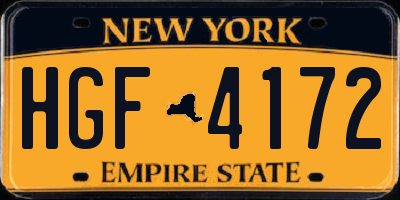 NY license plate HGF4172