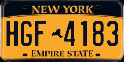 NY license plate HGF4183