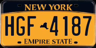 NY license plate HGF4187