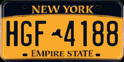 NY license plate HGF4188