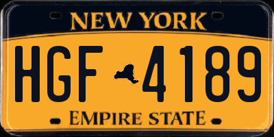 NY license plate HGF4189