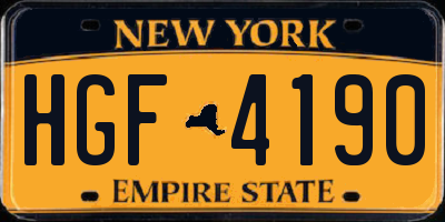 NY license plate HGF4190