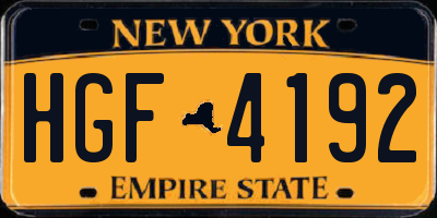 NY license plate HGF4192