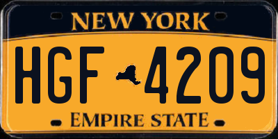 NY license plate HGF4209