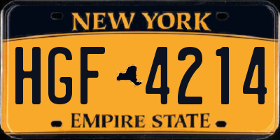 NY license plate HGF4214