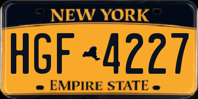 NY license plate HGF4227