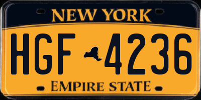 NY license plate HGF4236