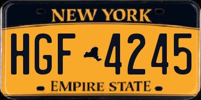 NY license plate HGF4245