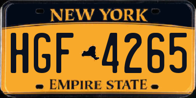 NY license plate HGF4265