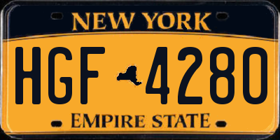 NY license plate HGF4280
