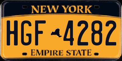 NY license plate HGF4282